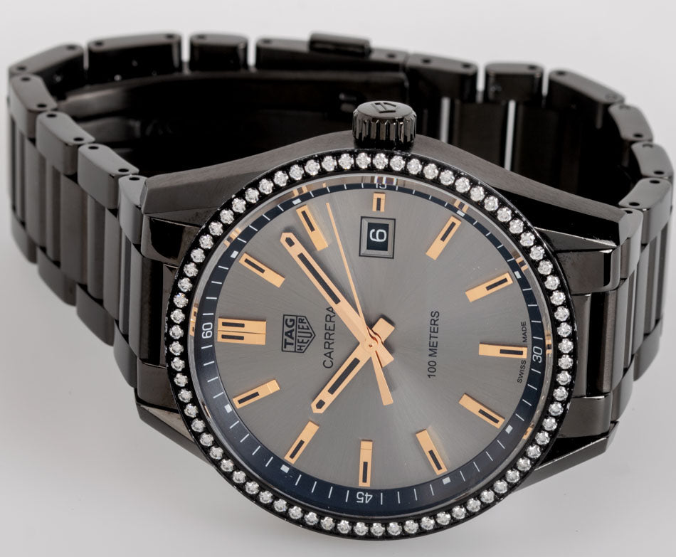 Tag Heuer Carrera Quartz Diamonds Black Dial Black Steel Strap Watch for Women - WAR1115.BA0602
