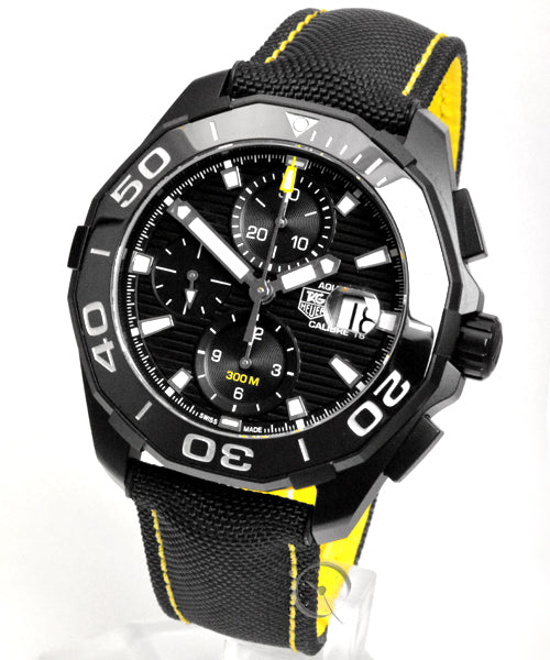 Tag Heuer Aquaracer Chronograph PVD Black Dial Black Nylon Strap Watch for Men - CAY218A.FC6361