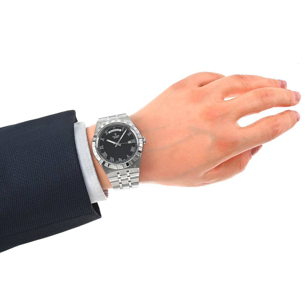Tudor Royal Automatic Black Dial Silver Steel Strap Watch for Men - M28600-0003