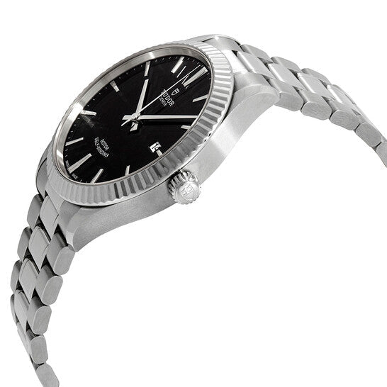 Tudor Style Automatic Black Dial Silver Steel Strap Watch for Men - M12710-0003