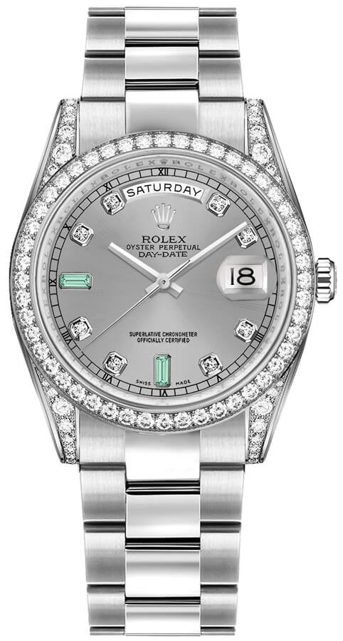 Rolex Day-Date 36 Diamond Emerald Gold Watch 118389-0124