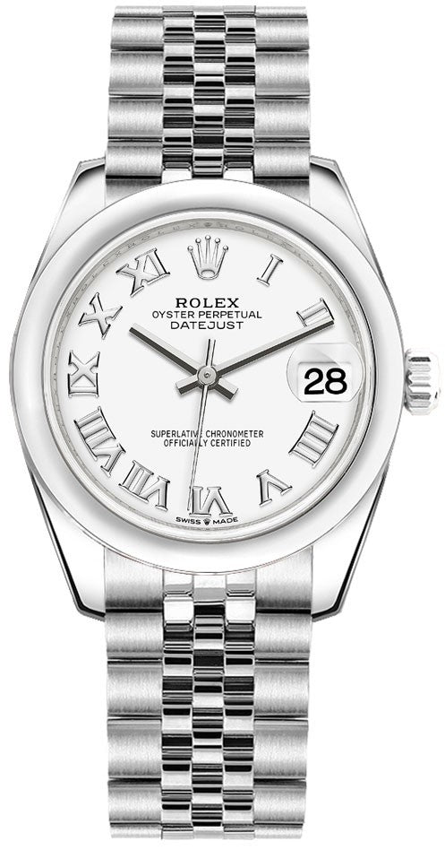 Rolex Datejust 31 White Dial Domed Bezel Women's Watch 278240-0004