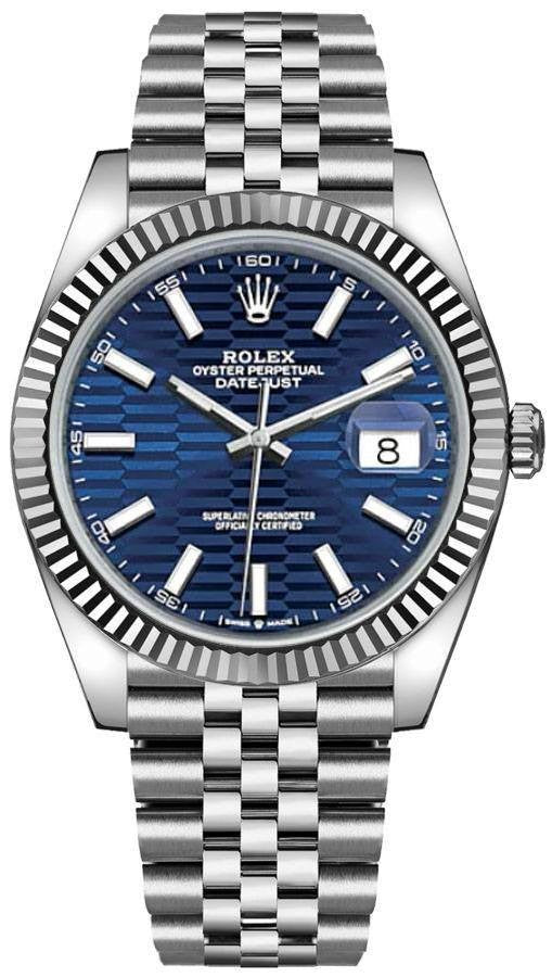 Rolex Datejust 41 Blue Fluted Motif Dial Men's Luxury Watch 126334-0032