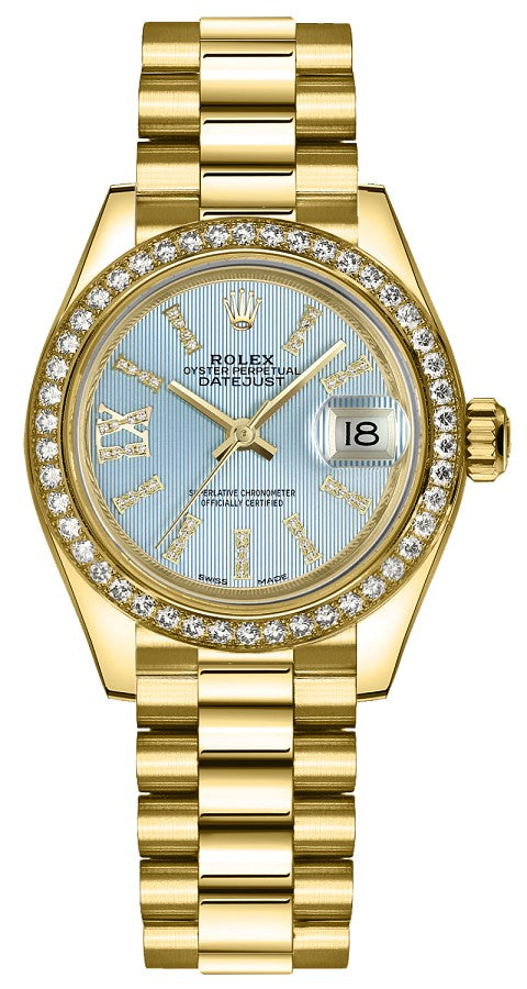 Rolex Lady-Datejust 28 Solid 18k Gold Diamond Women's Watch 279138RBR-0008