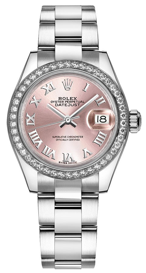 Rolex Lady-Datejust 28 Pink Roman Numeral Watch 279384RBR-0006