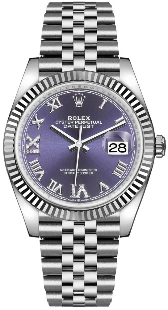 Rolex Datejust 36 Aubergine Dial Fluted Bezel Women's Watch 126234-0021