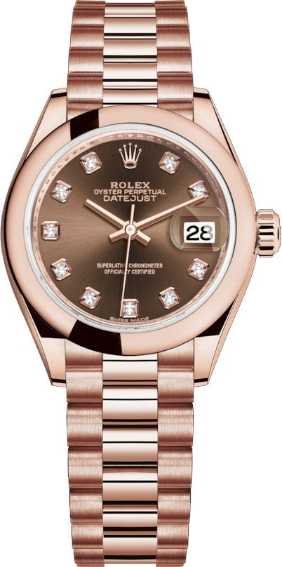 Rolex Lady-Datejust 28 Diamond Gold Watch 279165-0015