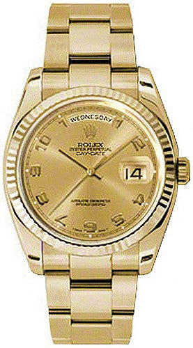 Rolex Day-Date 36 Fluted Bezel Oyster Bracelet Watch 118238