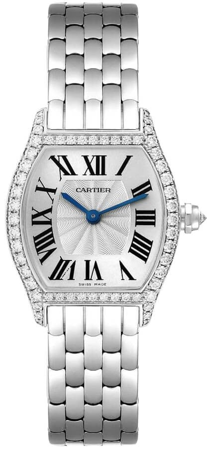 Cartier Tortue Diamond Bezel 18k White Gold Women's Watch WA501011
