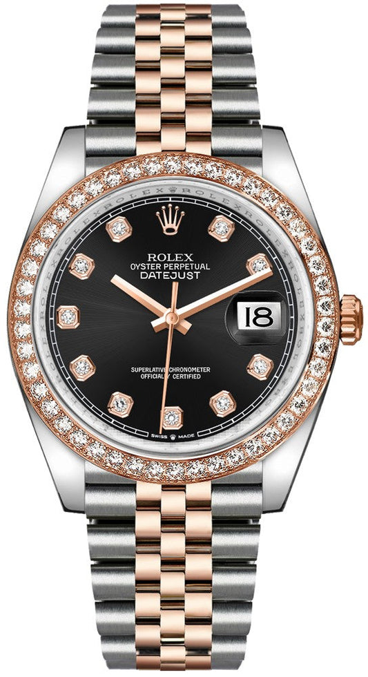 Rolex Datejust 36 Diamond Everose Gold Women's Watch 126281RBR-0007