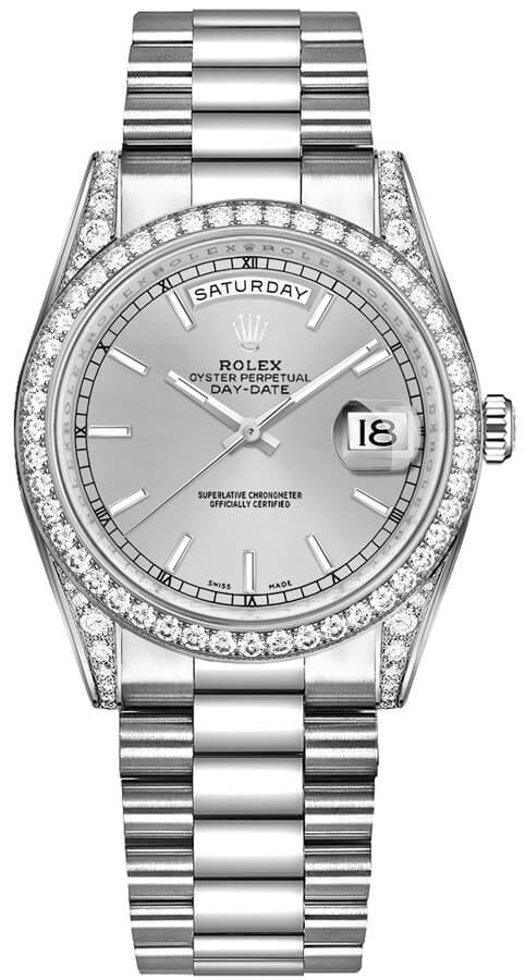 Rolex Day-Date 36 Silver Dial White Gold Watch 118389-0058