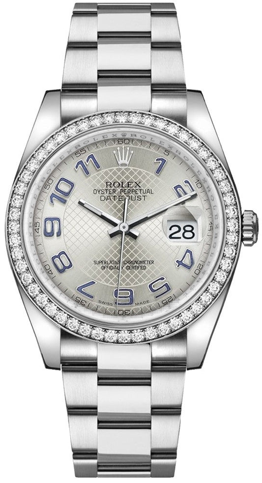 Rolex Datejust 36 Diamond Bezel Silver Dial Watch 116244-0075