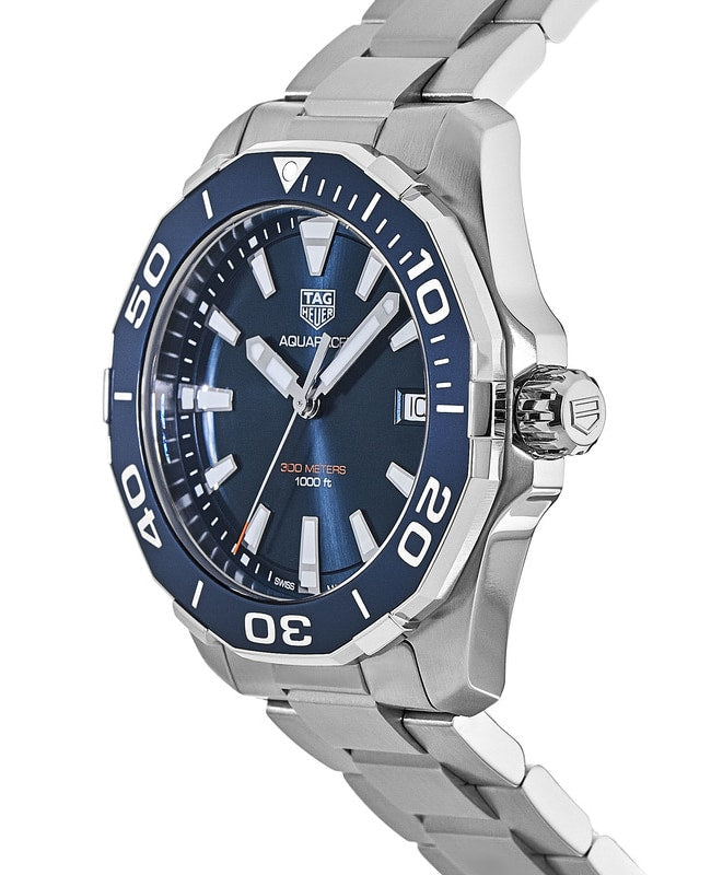 Tag Heuer Aquaracer Blue Dial Quartz Silver Steel Strap Watch for Men - WAY111C.BA0928
