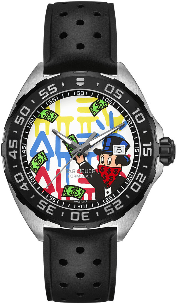 Tag Heuer Formula 1 Alec Monopoly Special Edition Black Rubber Strap Watch for Men - WAZ1119.FT8023