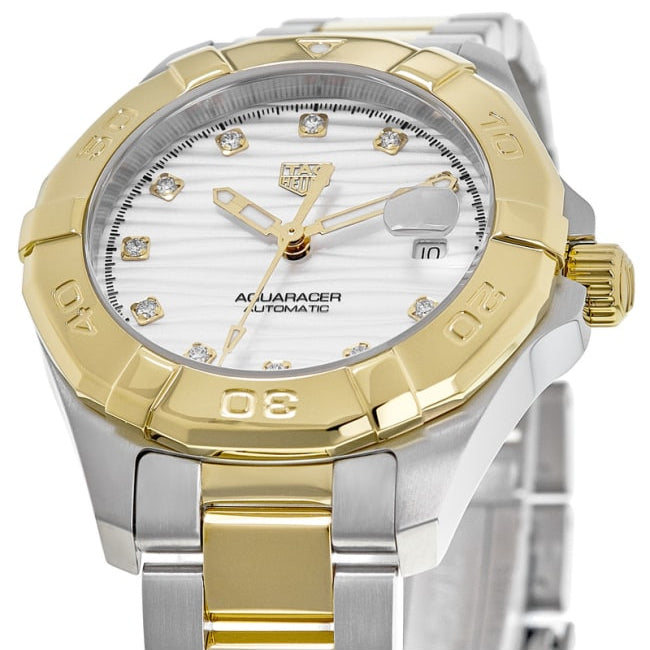 Tag Heuer Aquaracer Automatic Diamonds Silver Dial Two Tone Steel Strap Watch for Women - WBD2321.BB0320