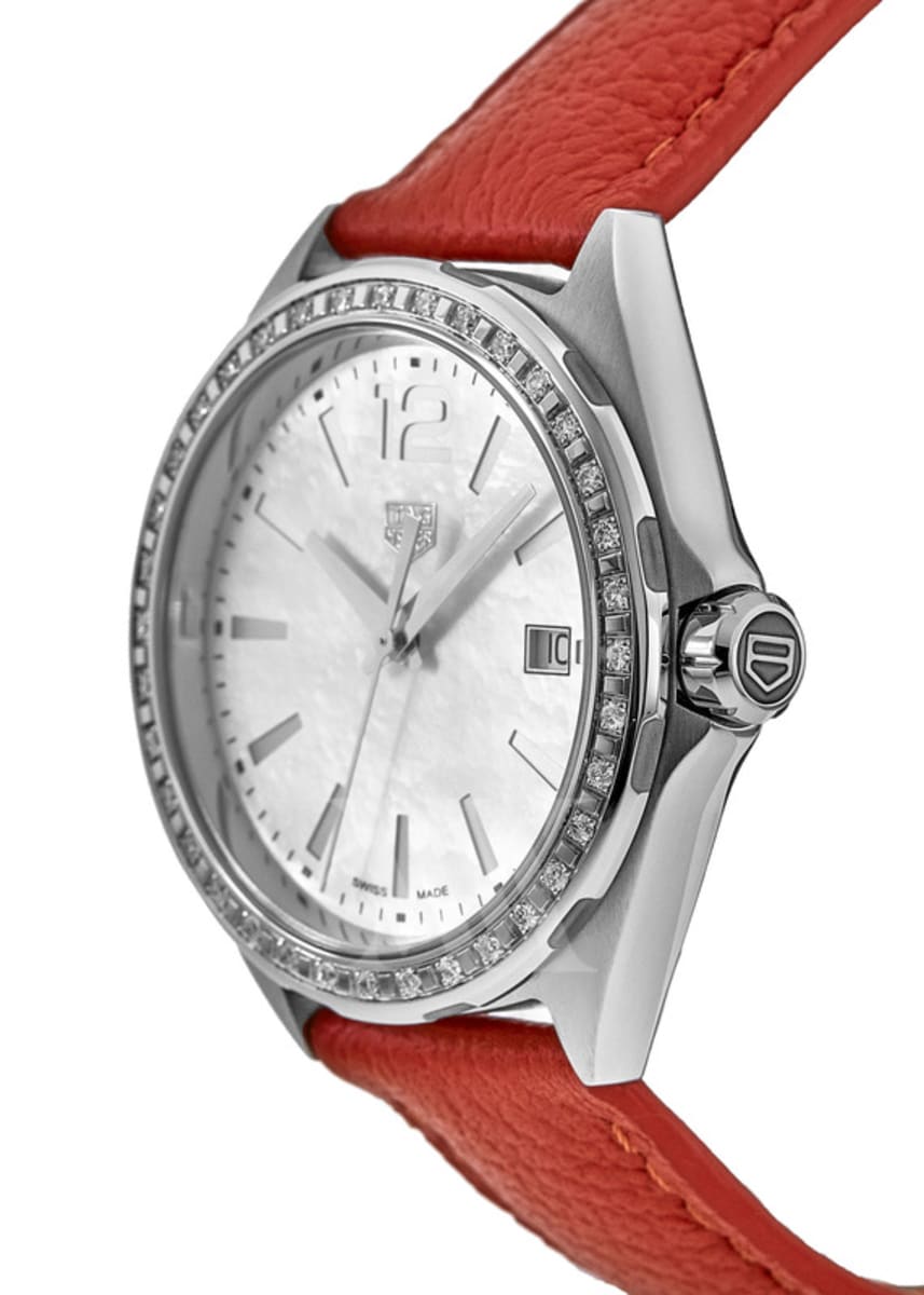 Tag Heuer Formula 1 Quartz Diamonds Mother of Pearl Dial Orange Leather Strap Watch for Women - WBJ131A.FC8250