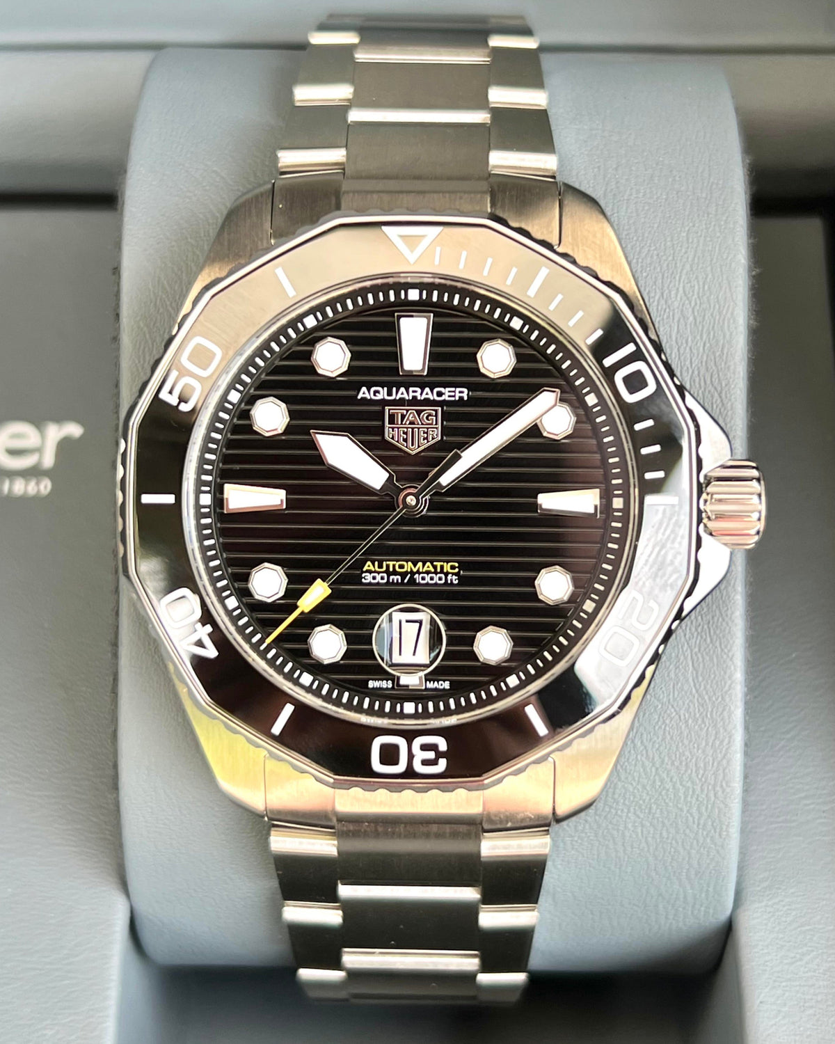 Tag Heuer Aquaracer Professional 300 Automatic Black Dial Silver Steel Strap Watch for Men - WBP201A.BA0632
