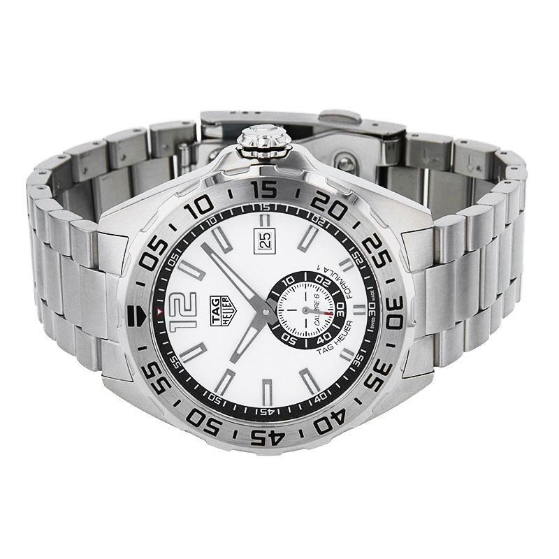 Tag Heuer Formula 1  Calibre 6 Automatic White Dial Silver Steel Strap Watch for Men - WAZ2013.BA0842