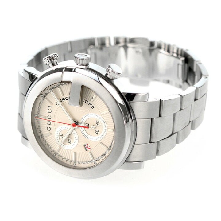 Gucci G Chrono Chronograph White Dial Silver Steel Strap Watch For Men - YA101339