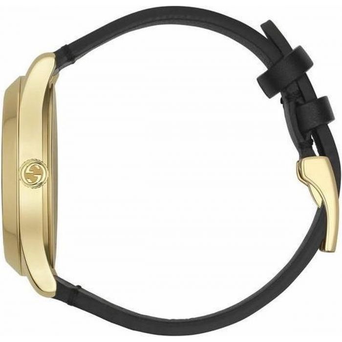 Gucci G Timeless Bee Motif Black Dial Black Leather Strap Watch For Women - YA1264055