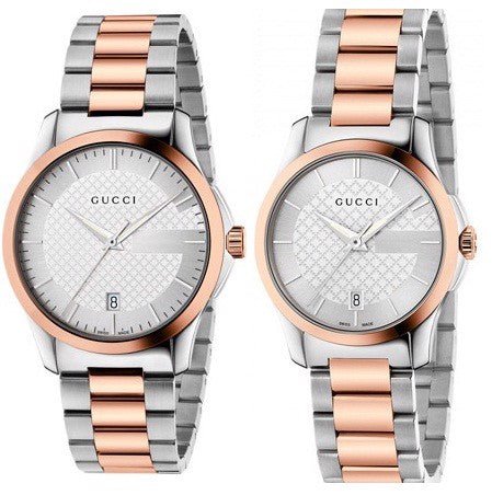 Gucci G Timeless Silver Dial Two Tone Steel Strap Watch For Women - YA126528