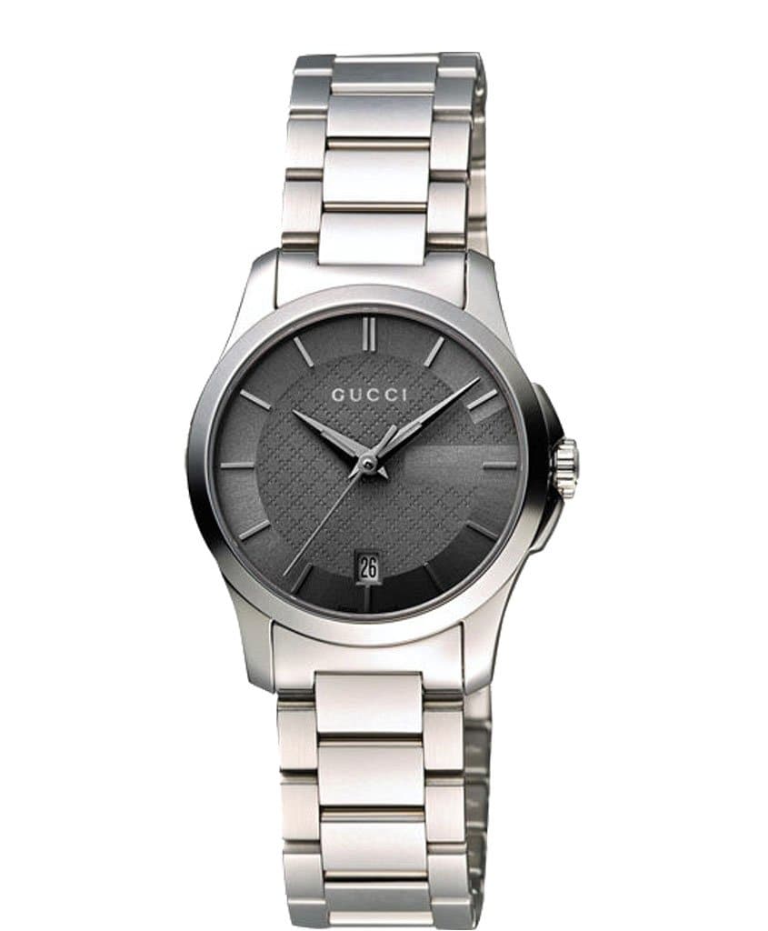 Gucci G Timeless Grey Dial Silver Steel Strap Watch For Women - YA126522