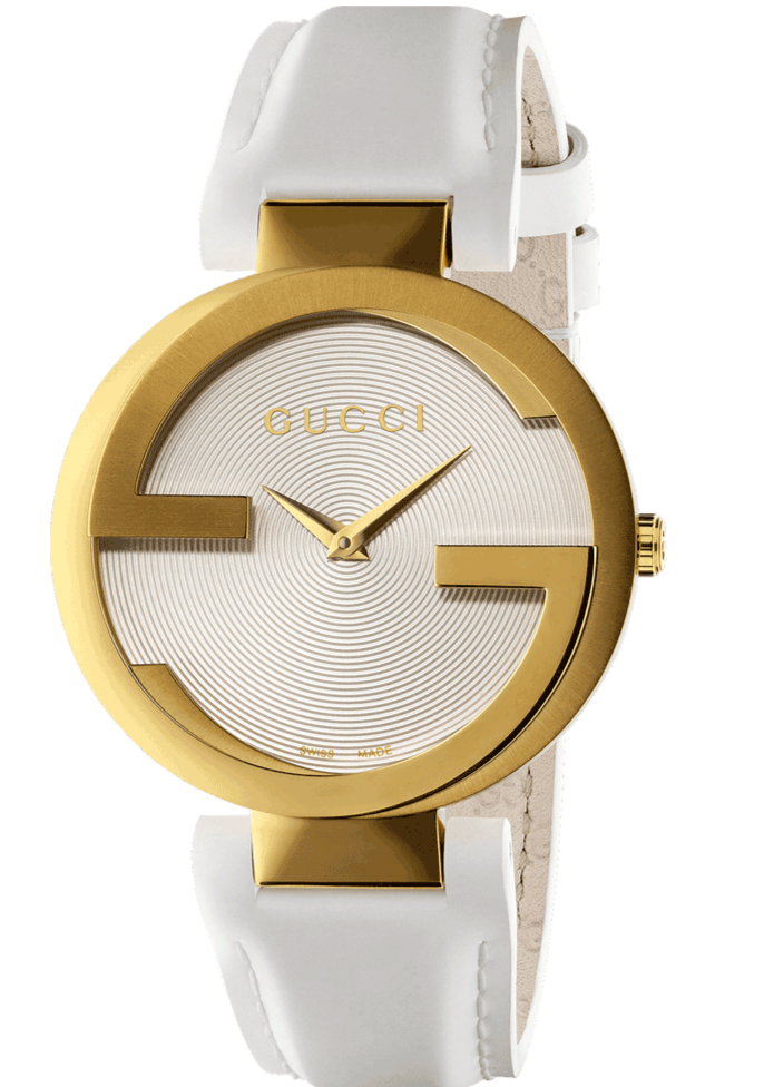 Gucci G Interlocking White Dial White Leather Strap Watch For Women - YA133327