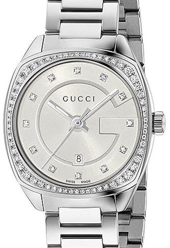 Gucci GG2570 Diamonds Silver Dial Silver Steel Strap Watch For Women - YA142505