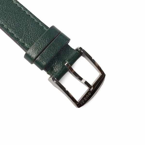 Gucci Grip Quartz Silver Dial Green Leather Strap Unisex Watch - YA157406