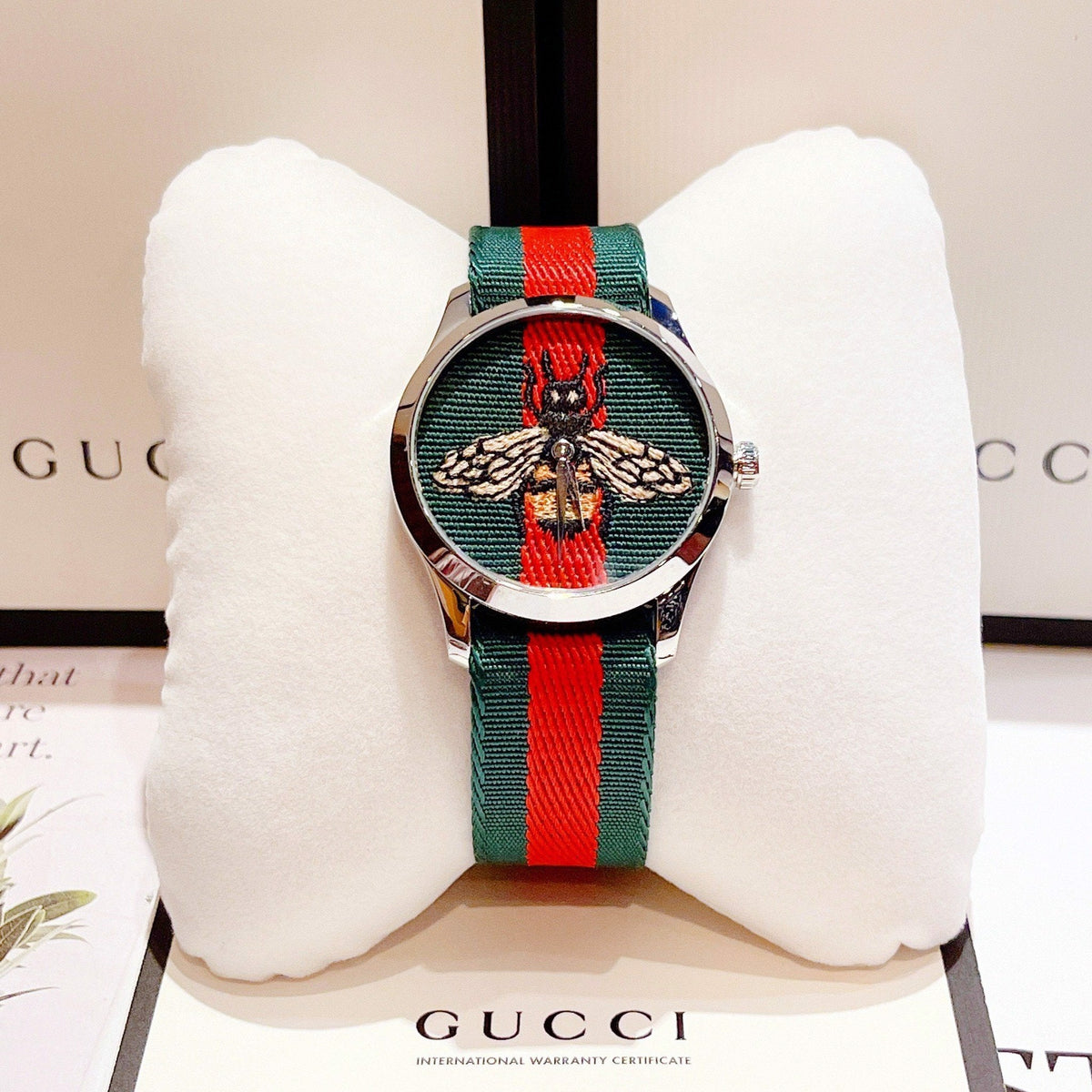 Gucci Le Marche des Merveilles Red & Green Dial Red & Green Nylon Strap Unisex Watch - YA1264060