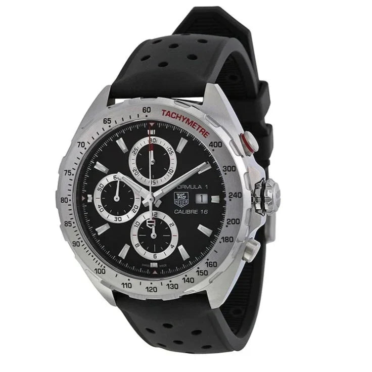 Tag Heuer Formula 1 Calibre 16 Black Dial Black Leather Strap Watch for Men - CAZ2010.FT8024